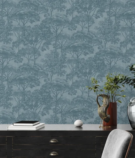 Papier peint — Givre bleu Tendre